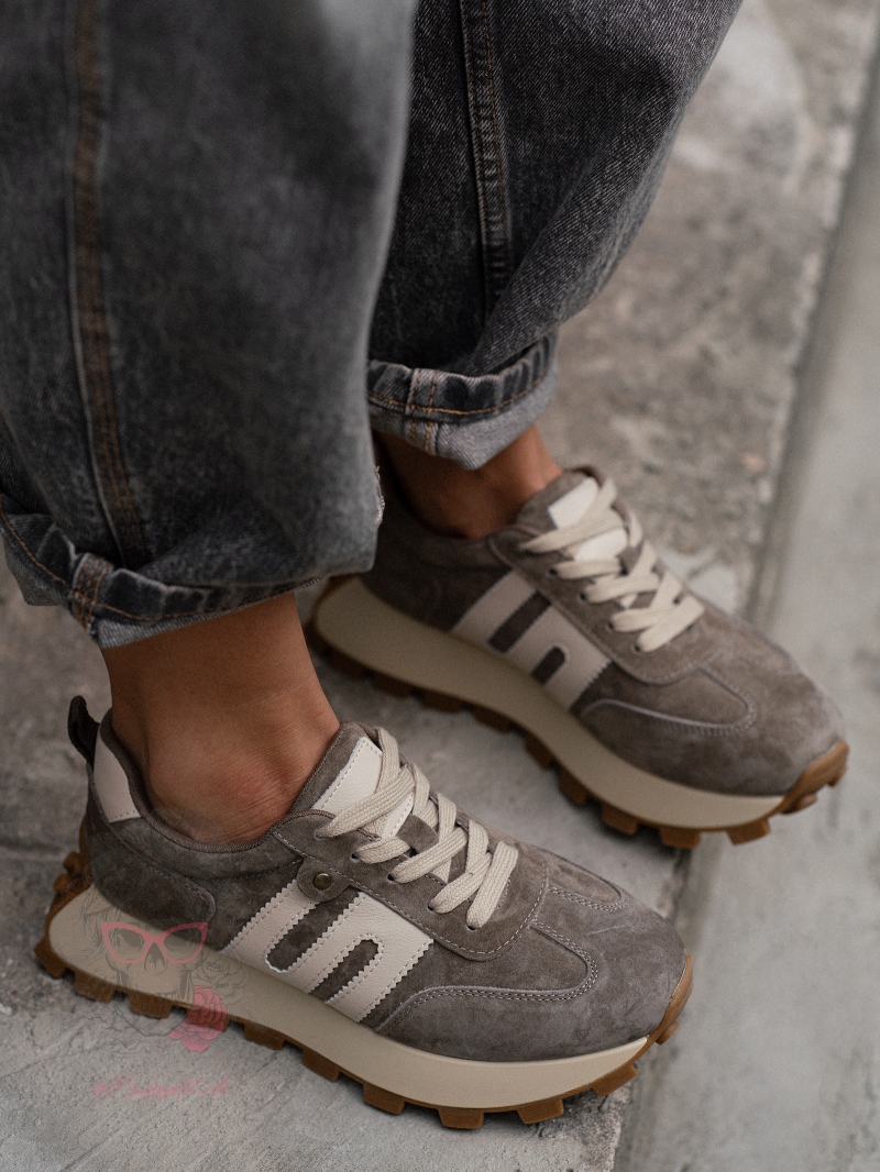 Sneakersy zamsz naturalny Rock Artes khaki