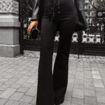 Spodnie damskie eleganckie OLAVOGA FALLEN czarne