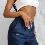 Spodnie jeansowe OLAVOGA FROSTED INDIGO granatowy