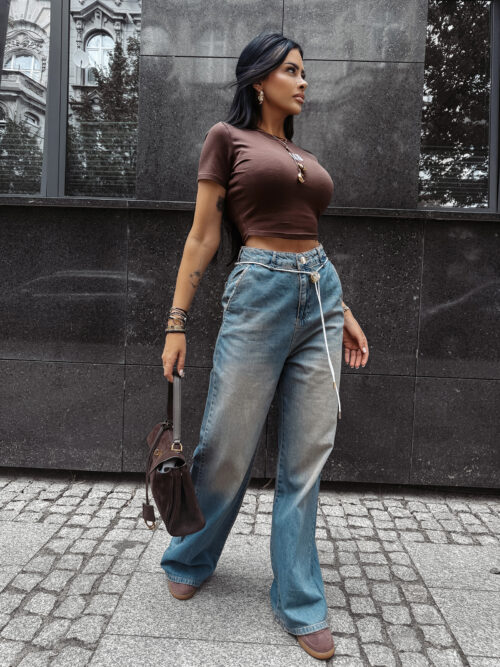 Spodnie jeansowe baggy damskie OLAVOGA KAAGE niebieskie