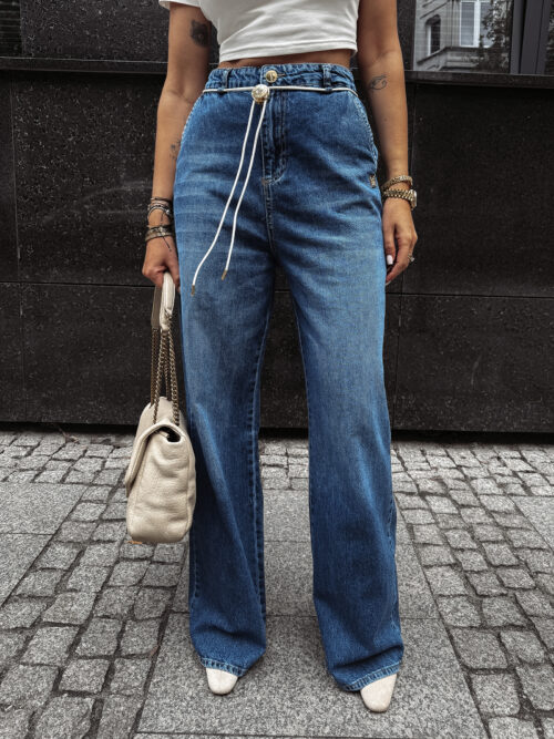 Spodnie jeansowe baggy damskie OLAVOGA KAAGE c.niebieskie