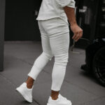 Spodnie męskie jeansy slim fit OLAVOGA TOLON jasny beż