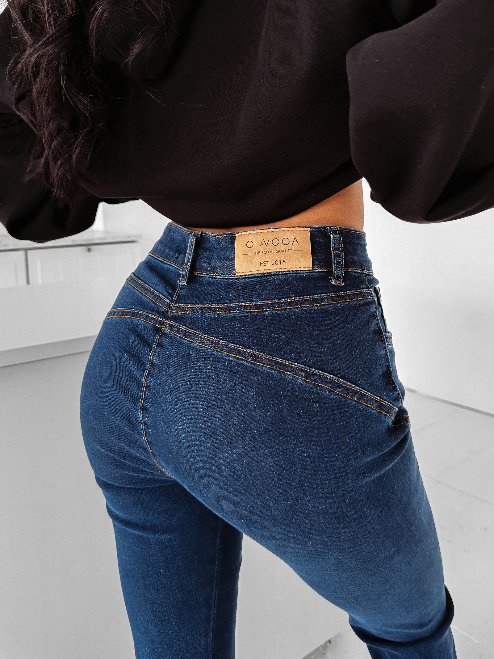 Spodnie dzwony jeansowe YUON OLAVOGA niebieskie Spodnie dzwony jeansowe YUON OLAVOGA niebieskie