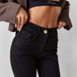 Spodnie dzwony jeansowe YUON OLAVOGA czarne