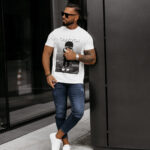 T-shirt męski z nadrukiem BALMA OLAVOGA ecru