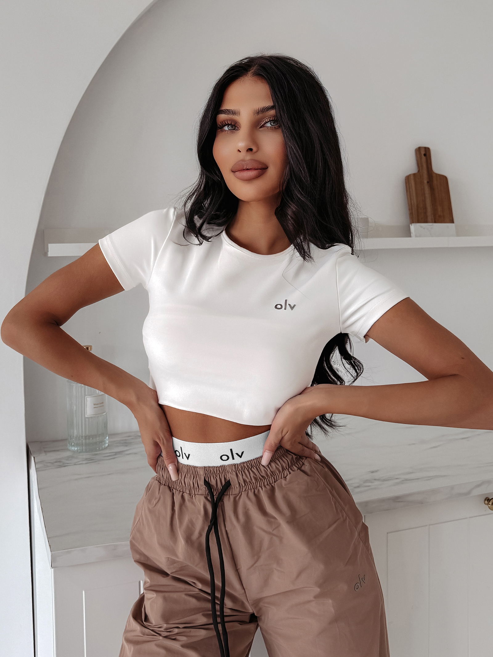 T-shirt elastyczny BASIC MUSE OLAVOGA ecru