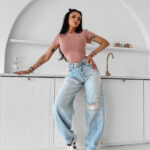 T-shirt elastyczny BASIC MUSE OLAVOGA brudny róż