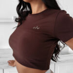 T-shirt elastyczny BASIC MUSE OLAVOGA czekolada