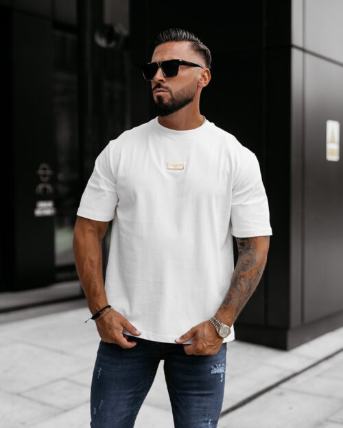 T-shirt męski bawełniany logowany GOLDEN OLAVOGA ecru