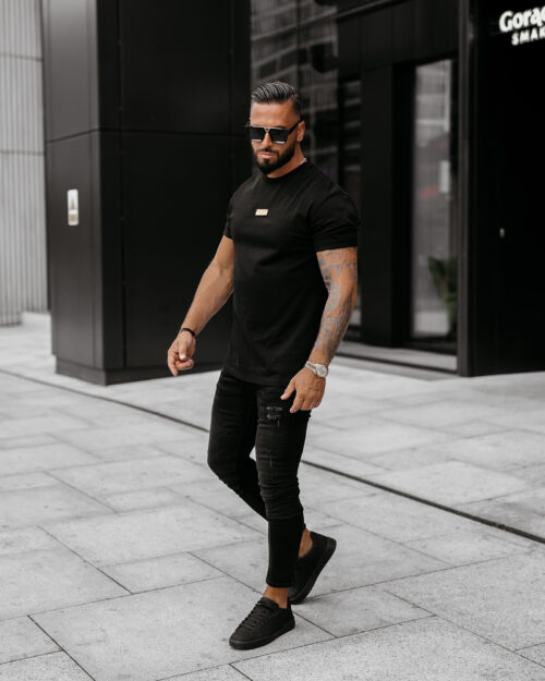 T-shirt męski bawełniany logowany GOLDEN OLAVOGA czarny