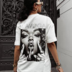 T-shirt oversize z nadrukiem na plecach OLAVOGA SIGAR ecru