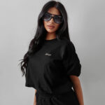 Top bawełniany AUTUMN WHISPER OLAVOGA czarny