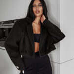 Żakiet krótki dwurzędowy CHESTNUT OLAVOGA czarny