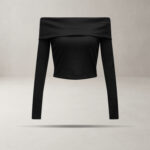 Bluzka prążkowana OLAVOGA CREAMED FOG czarna