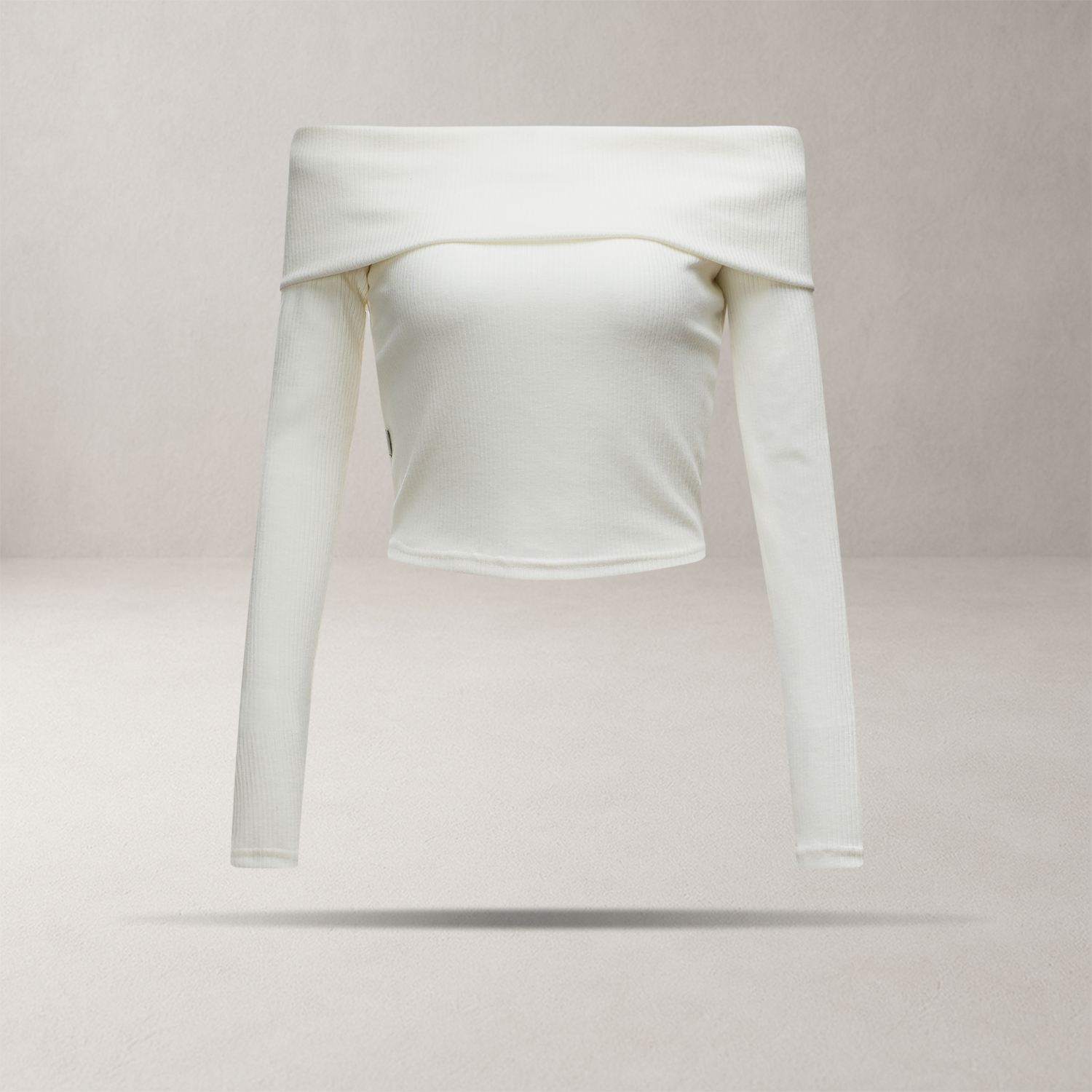 Bluzka prążkowana OLAVOGA CREAMED FOG ecru