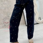 Spodnie balony w serduszka Lakke granatowe