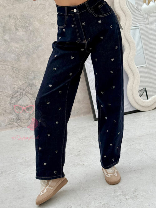 Spodnie balony w serduszka Lakke granatowe