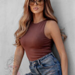 Top basic Hidi brązowy