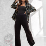 Koszula damska w kratę Mijago granatowo-brązowa