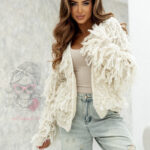 Sweter z frędzlami Marshi jasnobeżowy