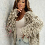 Sweter z frędzlami Marshi beżowy melanż