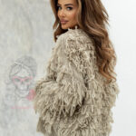 Sweter z frędzlami Marshi beżowy melanż