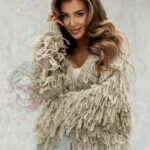 Sweter z frędzlami Marshi beżowy melanż