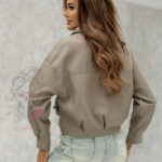 Kurtka skórzana elegancka Manina beżowa