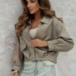 Kurtka skórzana elegancka Manina beżowa