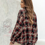 Koszula w kratę z dziurami Kloszte bordowa