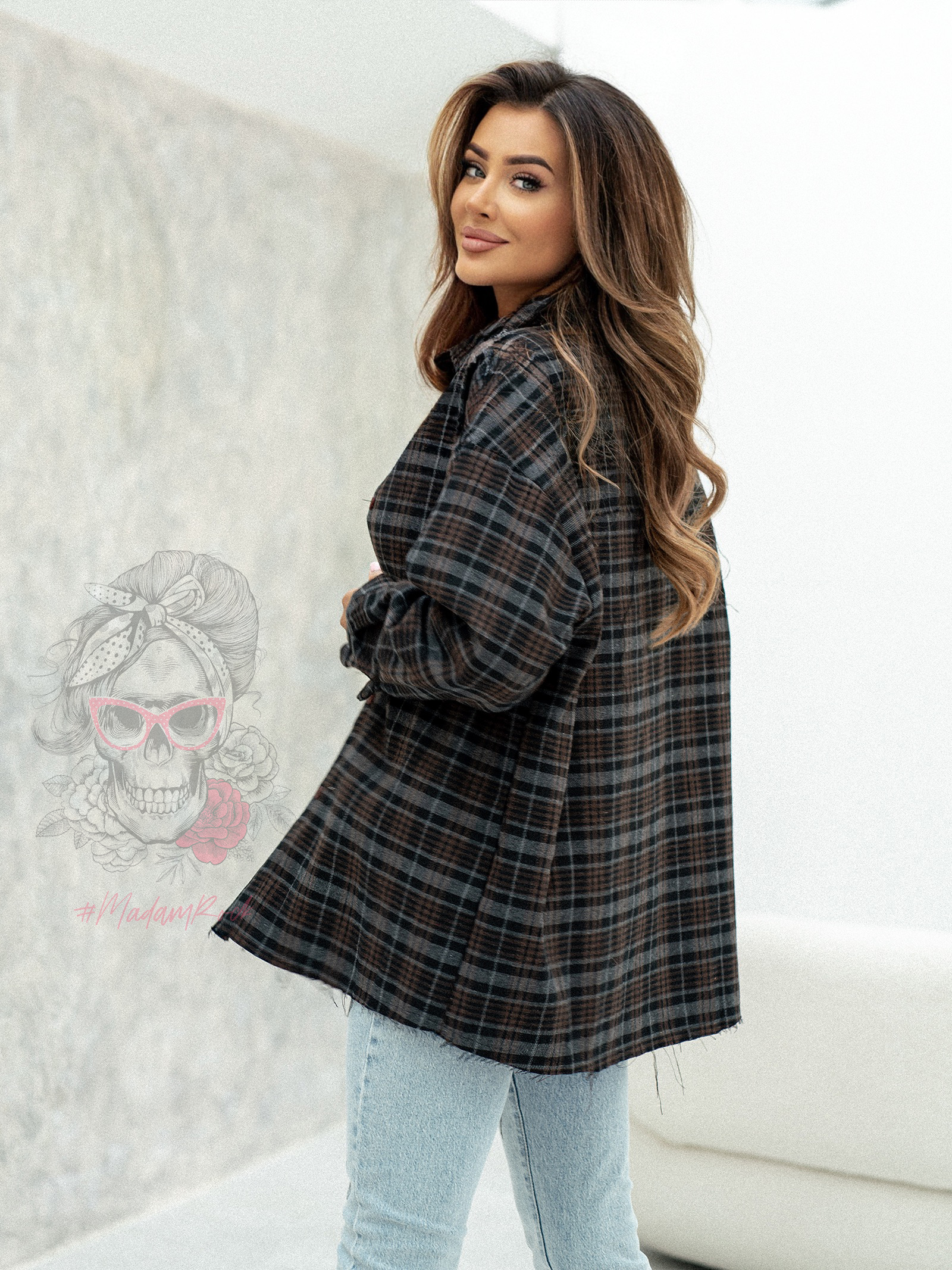 Koszula w kratę Agusti II szaro-brązowa Koszula w kratę Agusti II szaro-brązowa