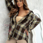 Koszula cienka w kratę Bogarni brązowa