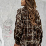 Koszula w kratę z dziurami Kloszte brązowa