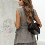 Kamizelka w jodełkę Vikko beżowo-brązowa