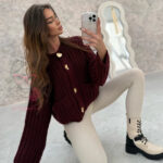 Sweter o grubym splocie Omore bordowy