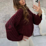 Sweter o grubym splocie Omore bordowy