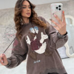 Bluza z kapturem DONALD dekatyzowana brązowa