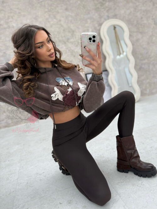 Bluza z kapturem DONALD dekatyzowana brązowa