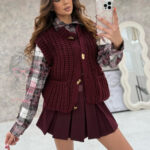 Kamizelka o grubym splocie Omore bordowa