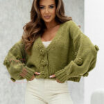 Sweter z różami Gunses oliwkowy