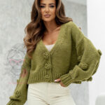 Sweter z różami Gunses oliwkowy