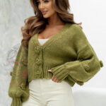 Sweter z różami Gunses oliwkowy