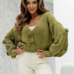 Sweter z różami Gunses oliwkowy