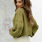 Sweter z różami Gunses oliwkowy