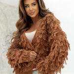 Sweter z frędzlami Marshi ceglany