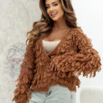 Sweter z frędzlami Marshi ceglany