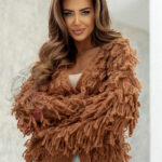 Sweter z frędzlami Marshi ceglany