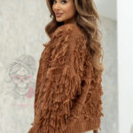 Sweter z frędzlami Marshi ceglany