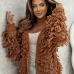 Sweter z frędzlami Marshi ceglany