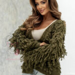 Sweter z frędzlami Marshi khaki